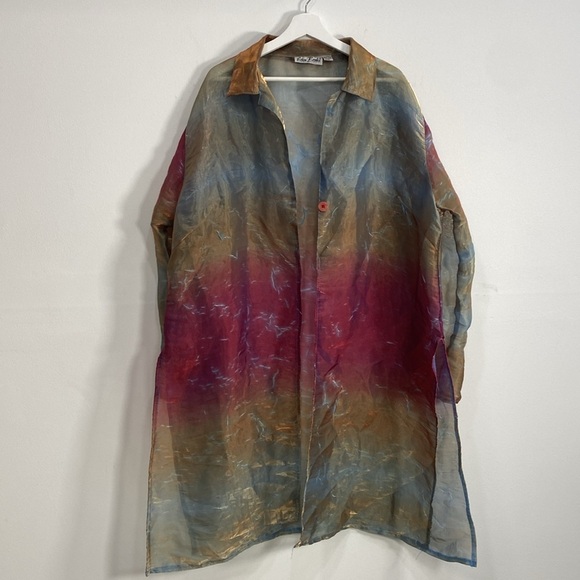 Vintage Semi Sheer Metallic Evening Jacket Lightweight Art to Wear 18 - Picture 6 of 12